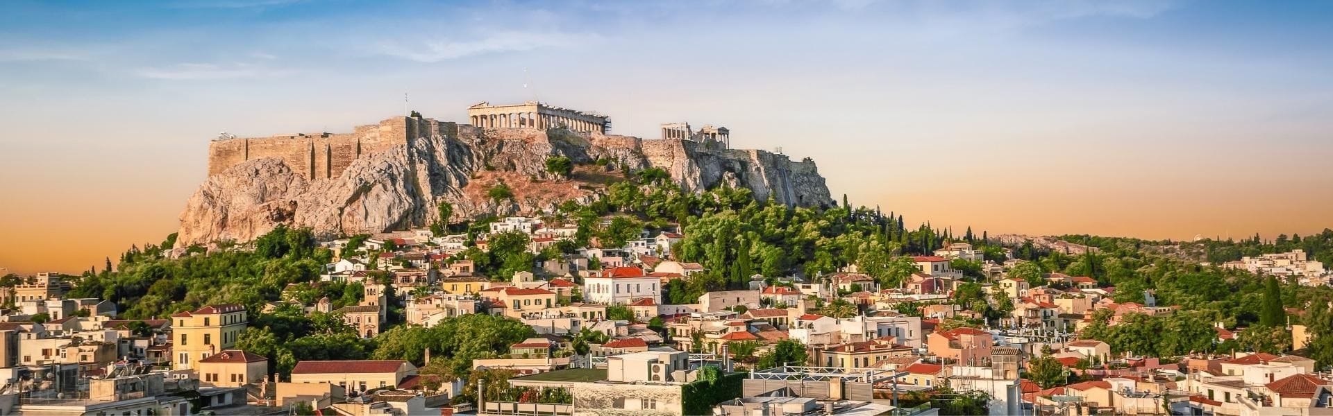 The Acropolis above Athens at sunset
